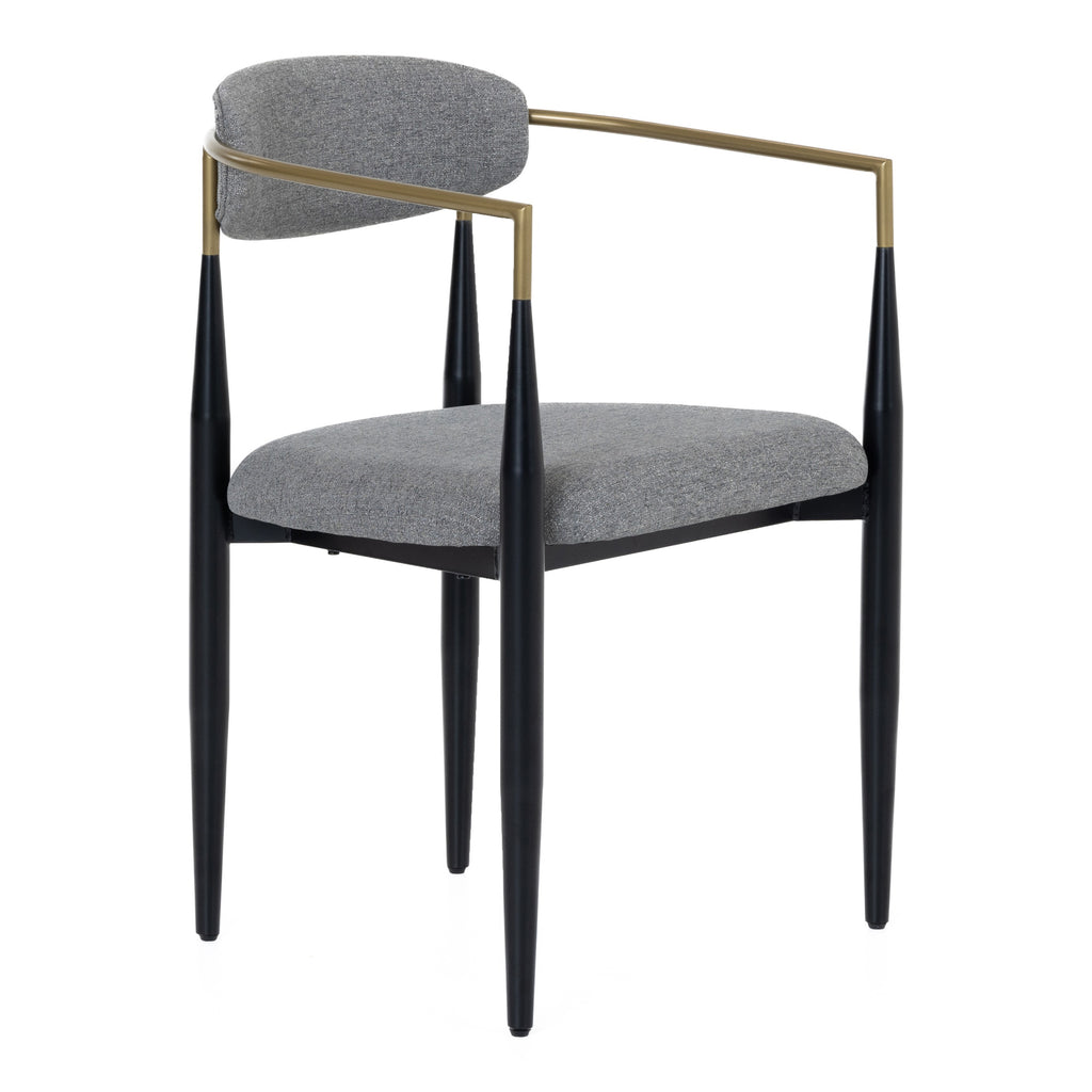 Buchtel - Mid-Century Modern Dark Grey + Gold Arm + Black Dining Chair