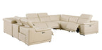 9762 Divanitalia 8-Piece U-Shaped Top Grain Italian Leather Sectional Sofa with 4 Power Recliners