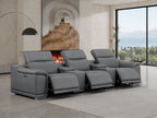 2679 Genuine Leather Sofa with 3 Power Recliners & Dual Storage Consoles