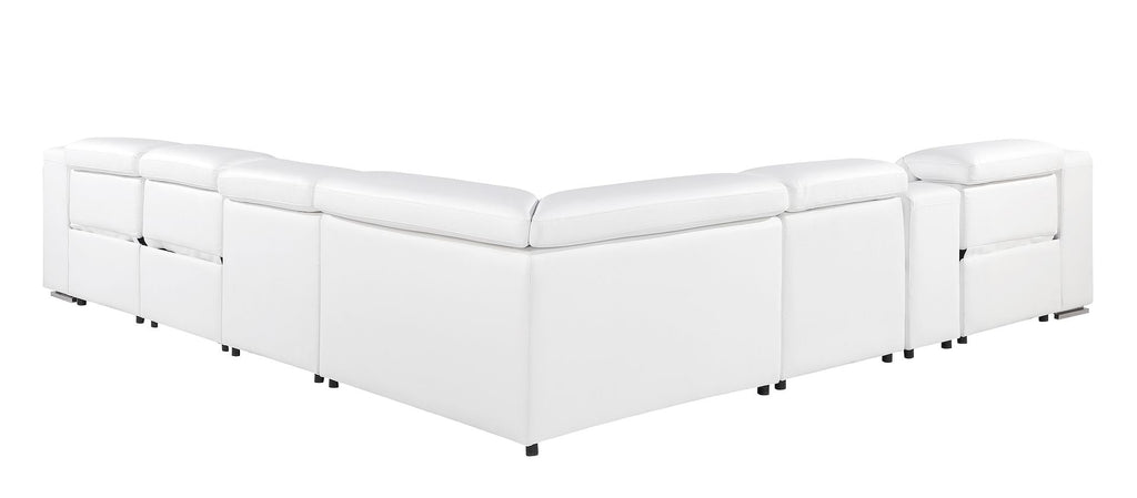 1116 Divanitalia 7-Piece L-Shaped Sectional Sofa in Top Grain Italian Leather with 3 Power Recliners & Power Headrests - White - SKU 1116-WHITE-7PC-3PWR-SECTIONAL- GROUP - view 6