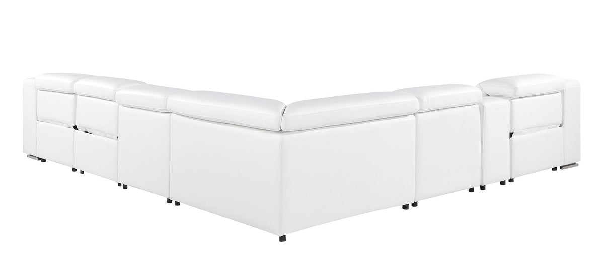 1116 Divanitalia 7-Piece L-Shaped Sectional Sofa in Top Grain Italian Leather with 3 Power Recliners & Power Headrests - White - SKU 1116-WHITE-7PC-3PWR-SECTIONAL- GROUP - view 6