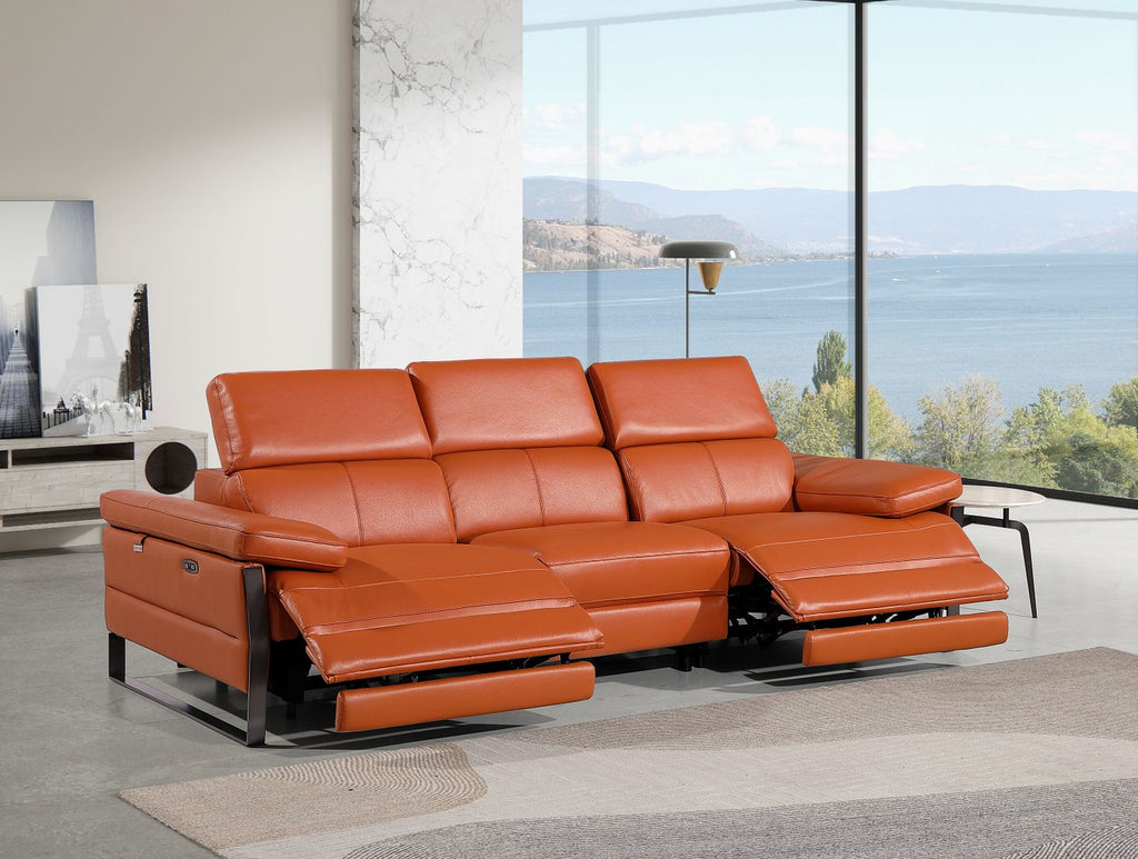 1246 Divanitalia Modular Power Dual Reclining Sofa with Power Reclining Headrests - Top Grain Italian Leather - Camel - SKU 1246-CAMEL-3.2-S-HT - view 2
