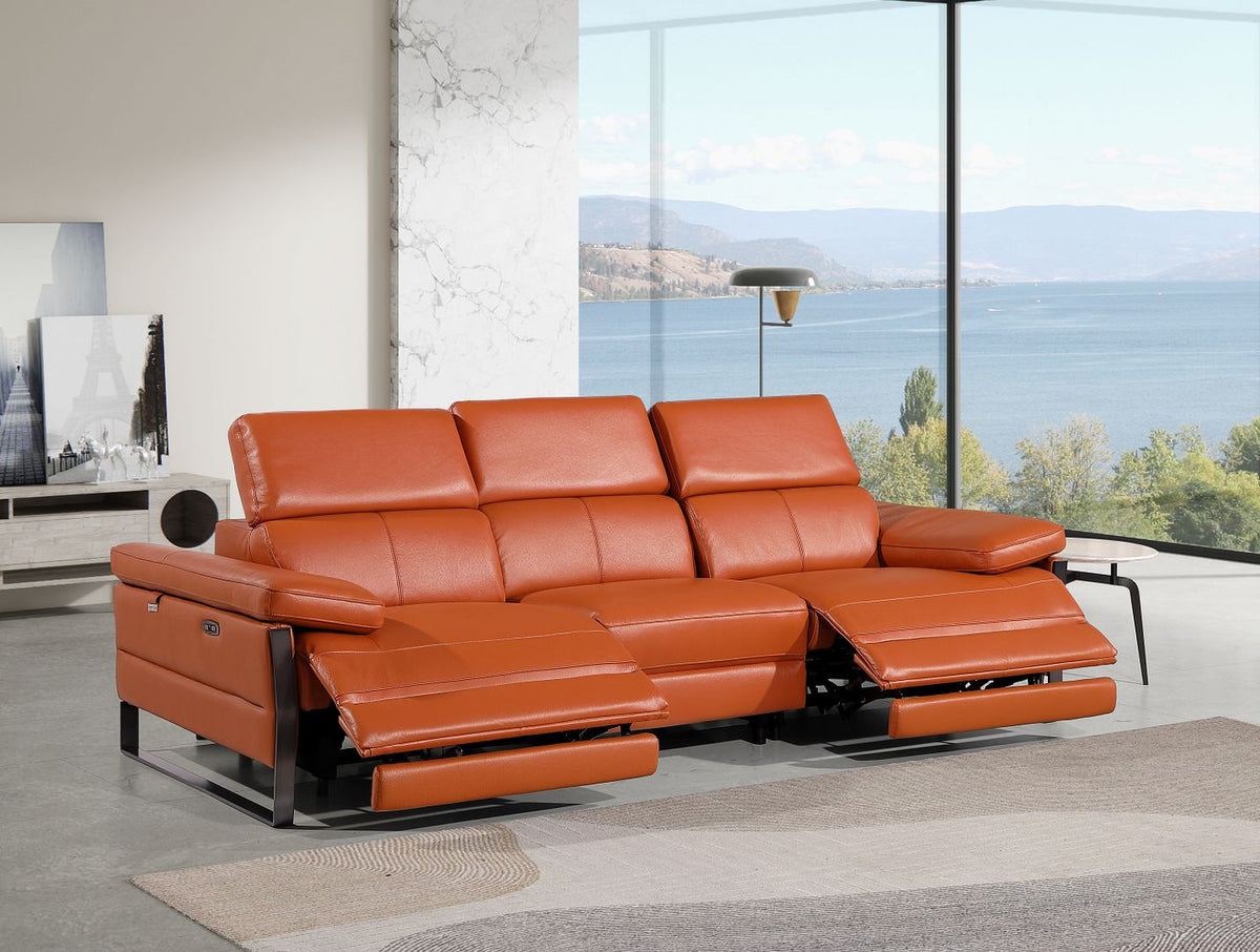 1246 Divanitalia Modular Power Dual Reclining Sofa with Power Reclining Headrests - Top Grain Italian Leather - Camel - SKU 1246-CAMEL-3.2-S-HT - view 2