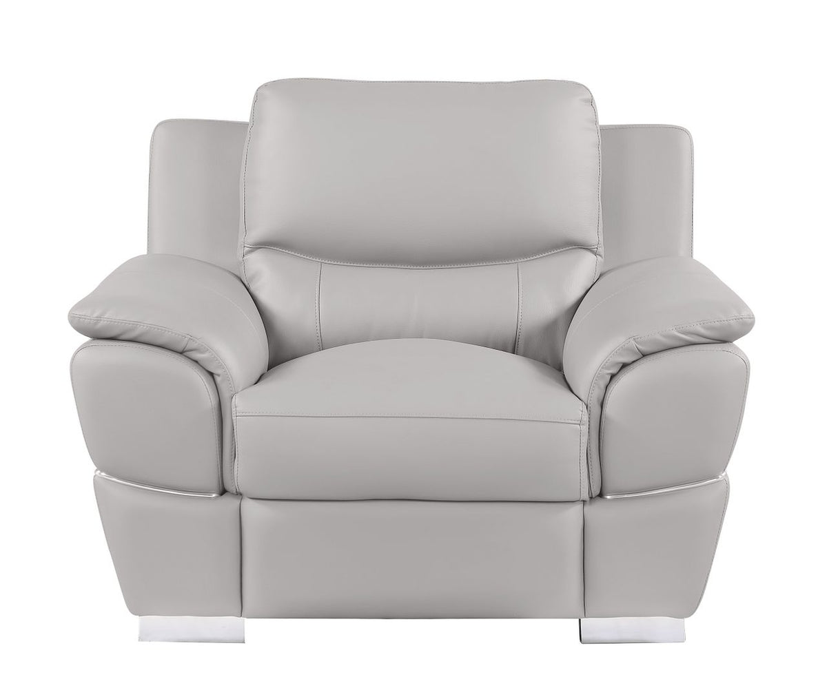 4572 Modern Genuine Leather Chair - Light Grey - SKU 4572-CH-LT-GREY