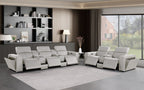1224 Divanitalia 8-Piece Modular Power Reclining Sofa & Loveseat Set in Top Grain Italian Leather with 5 Power Recliners & Power Headrests - Light Grey - SKU 1224-LT-GREY-8.5-HT-2PC - view 2