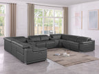 9762 Divanitalia 10-Piece U-Shaped Top Grain Italian Leather Sectional Sofa with 4 Power Recliners - Dark Grey - SKU 9762-DK-GREY-10PC-4PWR-U-SECTIONAL-GROUP