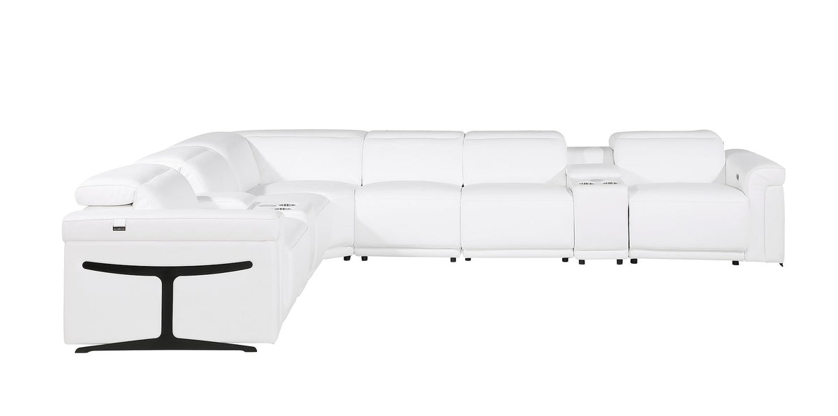 1126 Divanitalia 8-Piece L-Shaped Sectional Sofa in Top Grain Italian Leather with 3 Power Recliners & Power Headrests - White - SKU 1126-WHITE-SEC-8PC-3PWR-SECTIONAL-GROUP - view 4