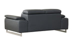 636 Divanitalia Dark Gray Loveseat with Adjustable Headrest in Top-grain Italian Leather