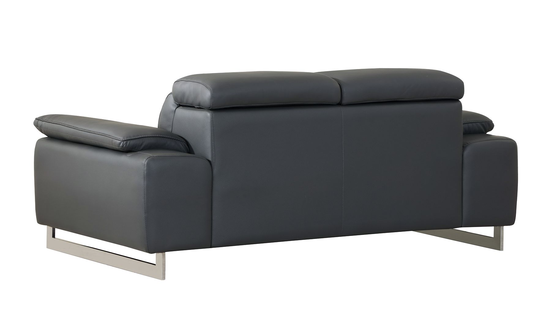 636 Divanitalia Dark Gray Loveseat with Adjustable Headrest in Top-grain Italian Leather