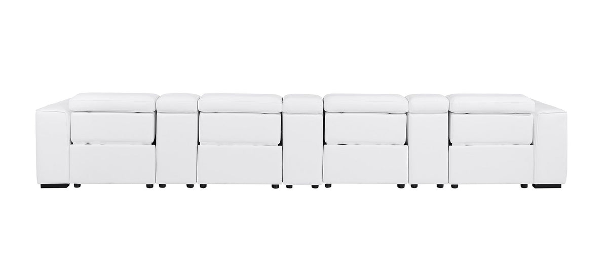 1224 Divanitalia 7-Piece Modular Power Reclining Sofa in Top Grain Italian Leather with 4 Power Recliners & Power Headrests - White - SKU 1224-WHITE-S-7.4-HT - view 6
