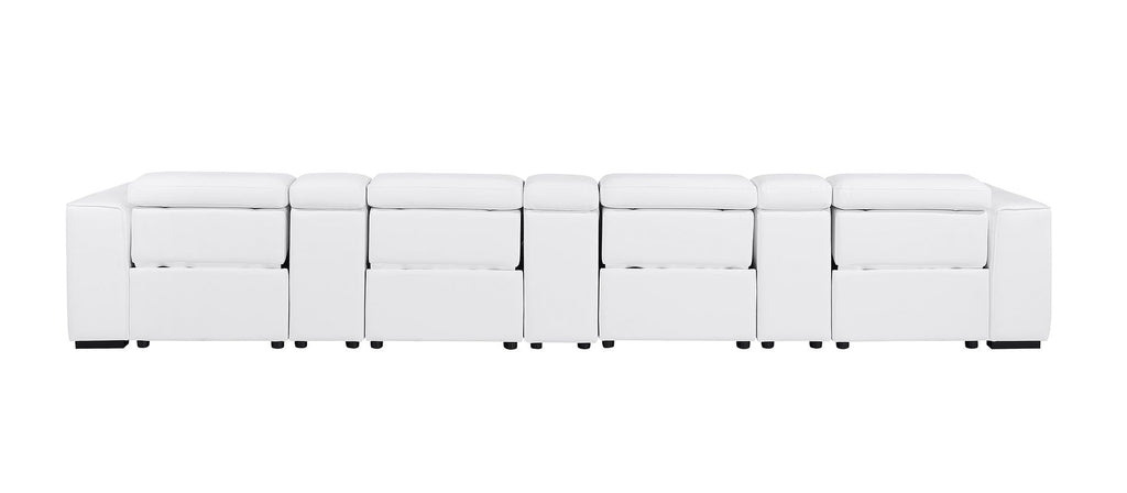 1224 Divanitalia 7-Piece Modular Power Reclining Sofa in Top Grain Italian Leather with 4 Power Recliners & Power Headrests