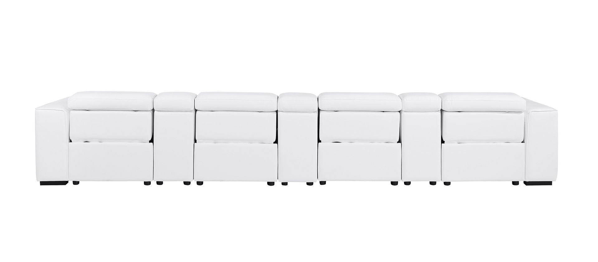 1224 Divanitalia 7-Piece Modular Power Reclining Sofa in Top Grain Italian Leather with 4 Power Recliners & Power Headrests