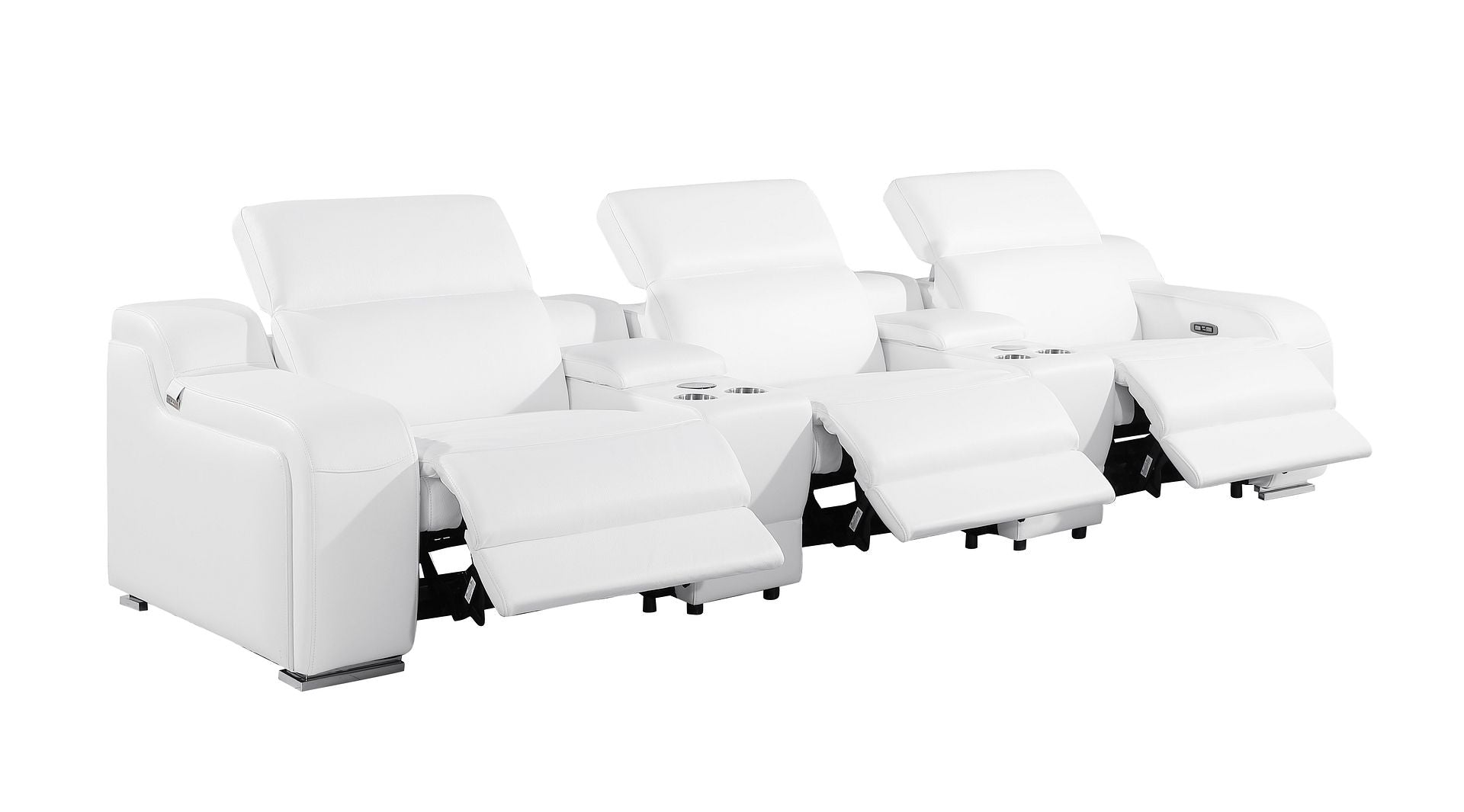 1116 Divanitalia 5-Piece Modular Power Reclining Sofa in Top Grain Italian Leather with 3 Power Recliners & Power Headrests