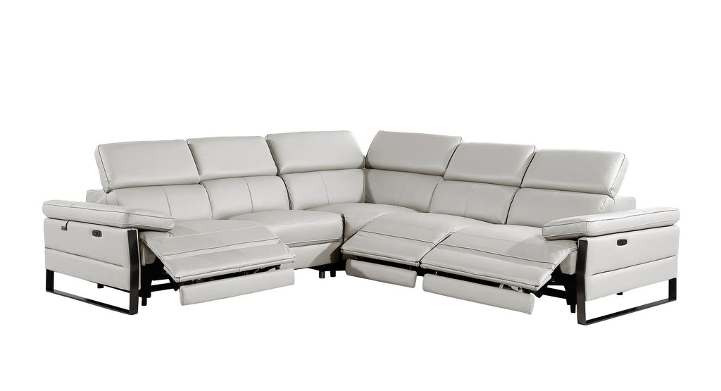 1246 Divanitalia 5-Piece L-Shaped Modular Power Reclining Sectional Sofa with Power Headrests - Top Grain Italian Leather - Light Grey - SKU 1246-LT-GREY-5PC-3PWR-SECTIONAL - view 4