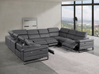 1246 Divanitalia 8-Piece U-Shaped Modular Power Reclining Sectional Sofa with 4 Power Recliners and Power Headrests - Top Grain Italian Leather