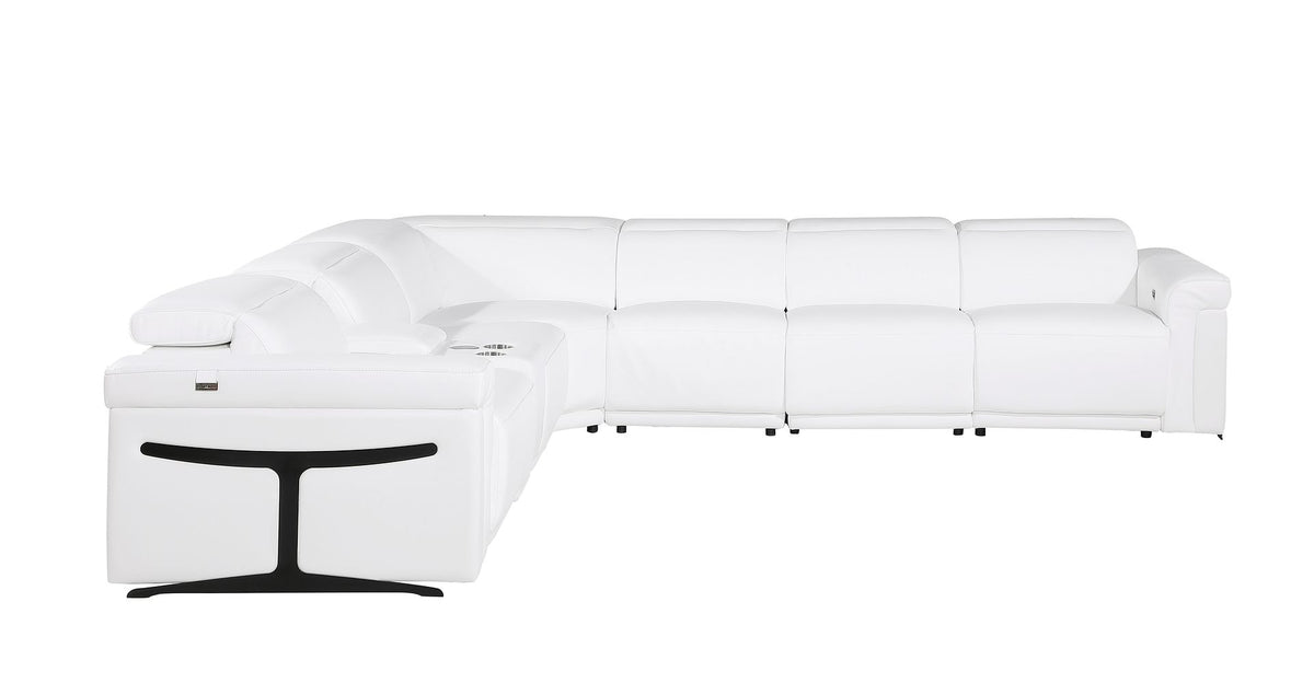 1126 Divanitalia 7-Piece L-Shaped Sectional Sofa in Top Grain Italian Leather with 4 Power Recliners & Power Headrests - White - SKU 1126-WHITE-SEC-7PC-4PWR-SECTIONAL-GROUP - view 5