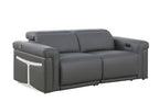 1126 Divanitalia 2-Piece Modular Power Reclining Loveseat in Top Grain Italian Leather with 2 Power Recliners & Power Headrests - Dark Grey - SKU 1126-DK_GREY-2.2-HT - view 4