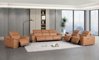 9762 Divanitalia 7-Piece Modular Power Reclining Sofa, Loveseat and Chair Set with 6 Power Recliners in Top Grain Italian Leather - Cognac - SKU 9762-COGNAC-7.6-HT-3PC - view 2