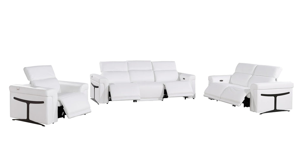1126 Divanitalia 6-Piece Modular Power Reclining Sofa, Loveseat & Chair Set in Top Grain Italian Leather with 5 Power Recliners & Power Headrests - White - SKU 1126-WHITE-6.5-HT-3PC - view 4