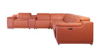 9762 Divanitalia 7-Piece L-Shaped Top Grain Italian Leather Sectional Sofa with 3 Power Recliners