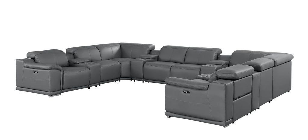 2679 12-Piece U-Shaped Power Reclining Sectional Sofa in Genuine Leather - 4 Recliners