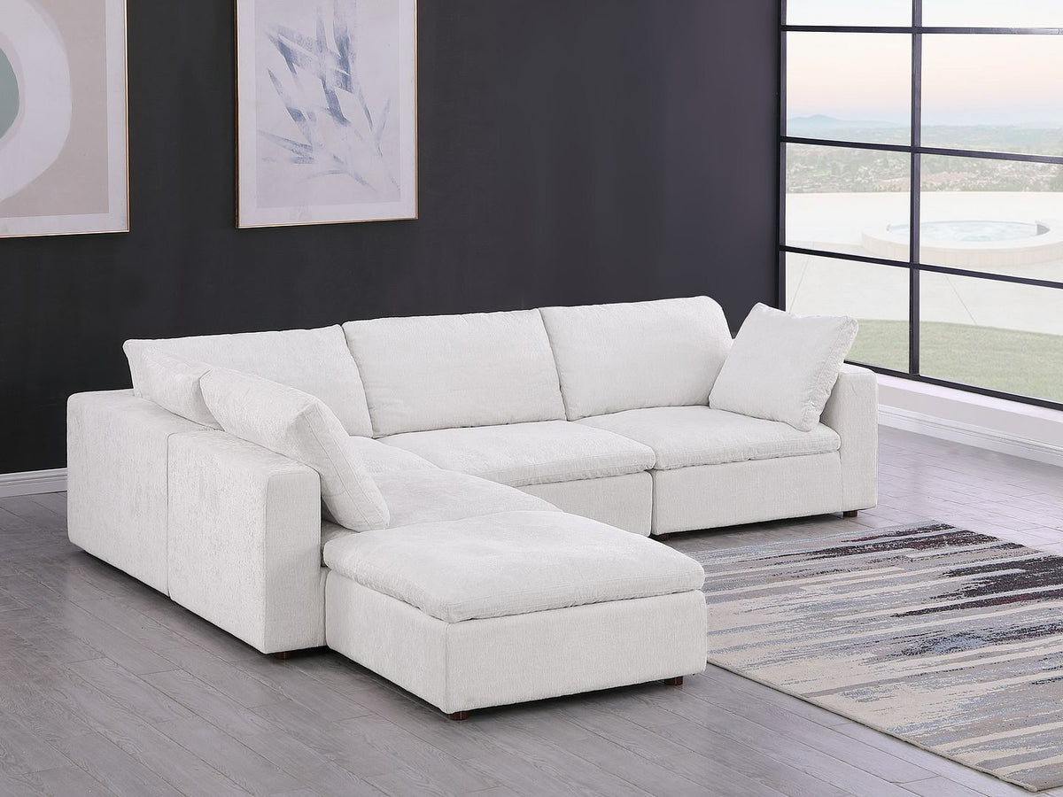 1100 Divanitalia 5-Piece Left Arm Facing 3-Seat Sectional Sofa - Pearl - SKU 1100-LT-GREY-FABRIC-5.3-LAF