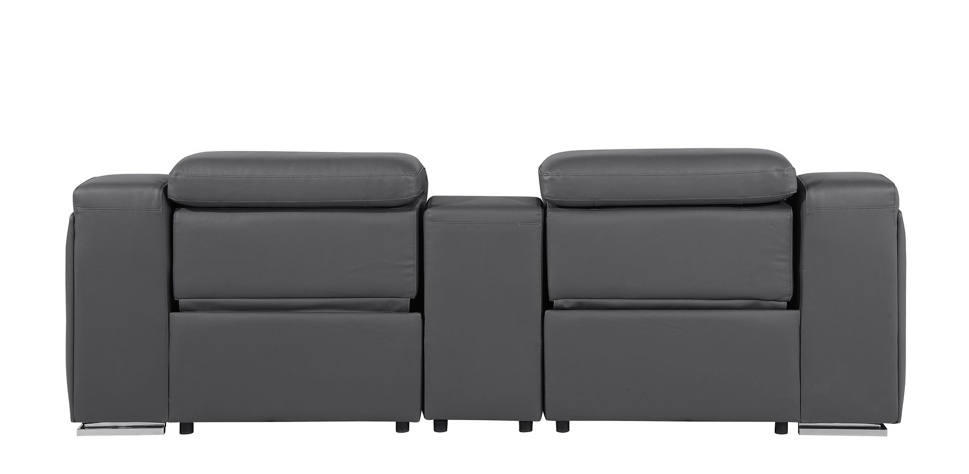 1116 Divanitalia 3-Piece Modular Power Reclining Console Loveseat in Top Grain Italian Leather with 2 Power Recliners & Power Headrests