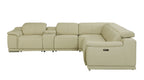 9762 Divanitalia 6-Piece L-Shaped Top Grain Italian Leather Sectional Sofa with 3 Power Recliners