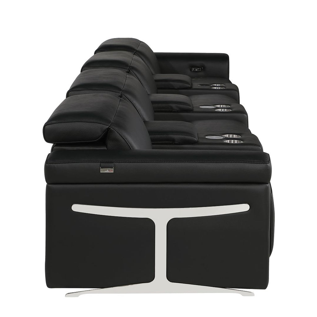 1126 Divanitalia 7-Piece Modular Power Reclining Sofa in Top Grain Italian Leather with 4 Power Recliners & Power Headrests - Black - SKU 1126-BLACK-7.4-HT - view 8
