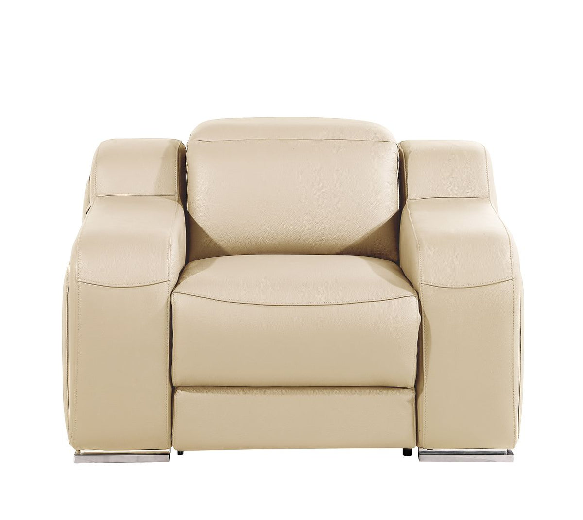 1116 Divanitalia Top Grain Italian Leather Power Reclining Chair with Power Headrests - Beige - SKU 1116-BEIGE-CH - view 3