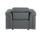 1126 Divanitalia Top Grain Italian Leather Power Reclining Chair with Power Headrests - Dark Grey - SKU 1126-DK-GREY-CH - view 4