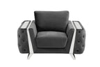 1051 Divanitalia Beige 2-Piece Sofa Set in Velvet Fabric - Dark Grey - SKU 1051-DK-GRAY-3PC - view 9