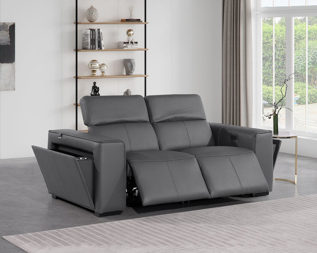 1224 Divanitalia 2-Piece Modular Power Reclining Loveseat in Top Grain Italian Leather with 2 Power Recliners & Power Headrests