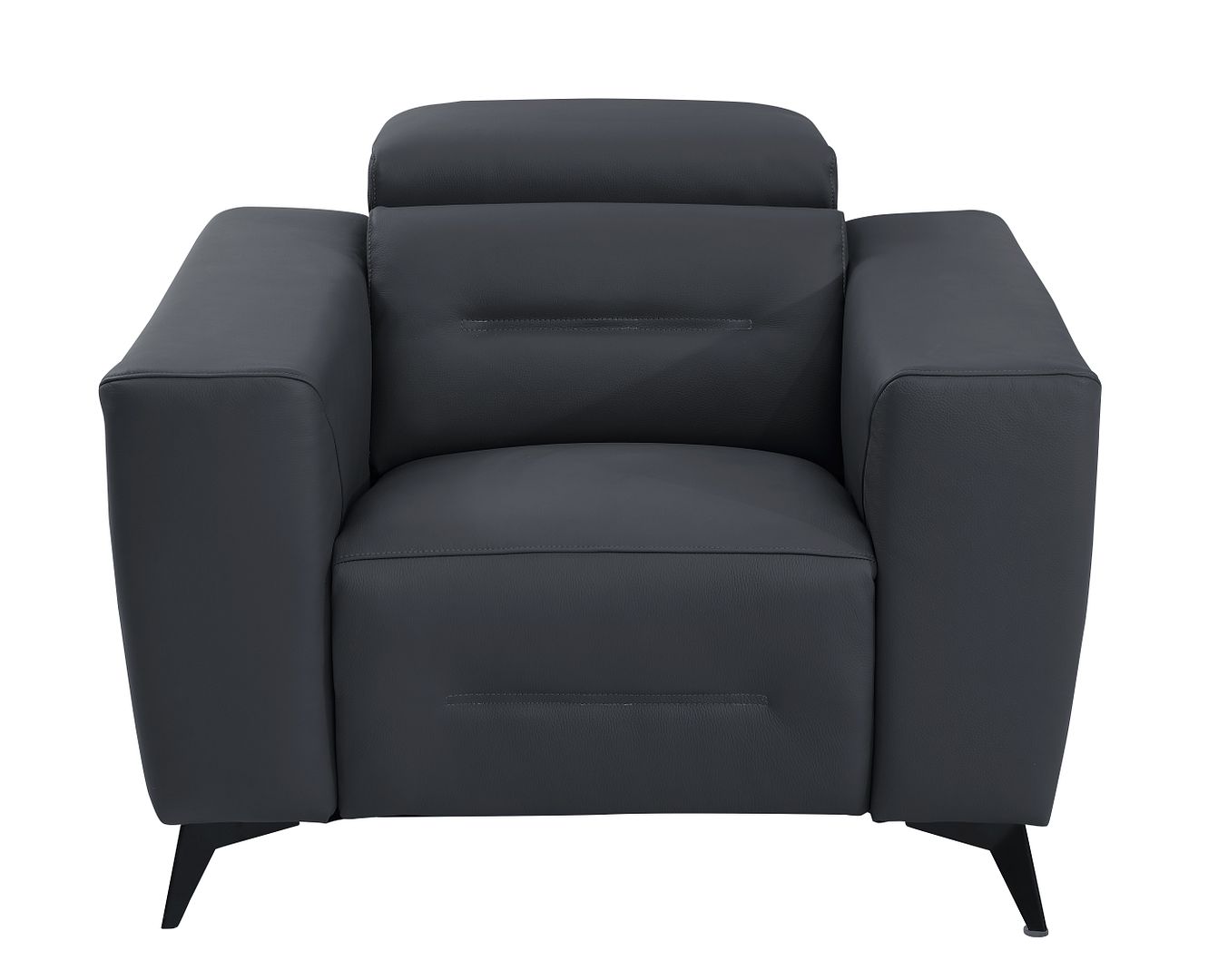 989 Divanitalia Power Reclining Arm Chair with Power Headrest in Top-grain Italian Leather - Dark Grey