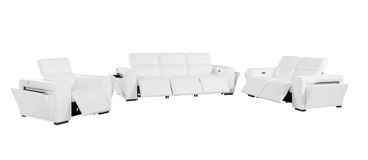 1224 Divanitalia 6-Piece Modular Power Reclining Sofa, Loveseat & Chair Set in Top Grain Italian Leather with 6 Power Recliners & Power Headrests - White - SKU 1224-WHITE-6.6-HT-3PC - view 4