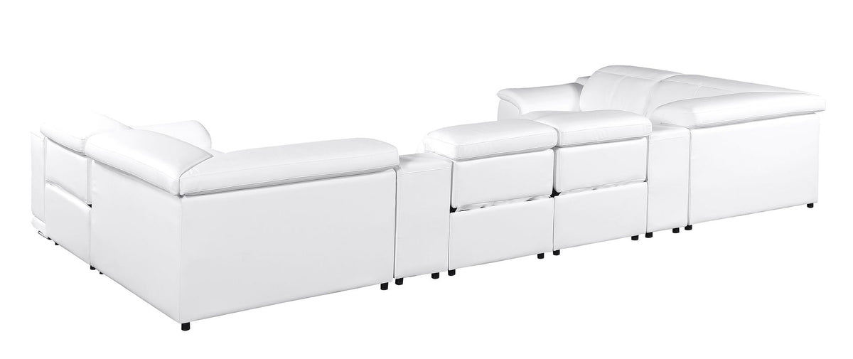 9762 Divanitalia 8-Piece U-Shaped Top Grain Italian Leather Sectional Sofa with 4 Power Recliners - White - SKU 9762-WHITE-8PC-4PWR-U-SECTIONAL-GROUP - view 7