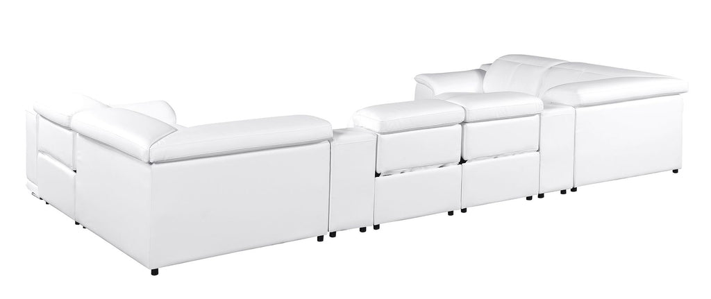 9762 Divanitalia 8-Piece U-Shaped Top Grain Italian Leather Sectional Sofa with 4 Power Recliners