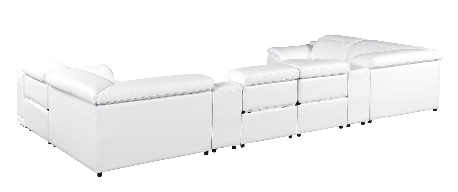 9762 Divanitalia 8-Piece U-Shaped Top Grain Italian Leather Sectional Sofa with 4 Power Recliners