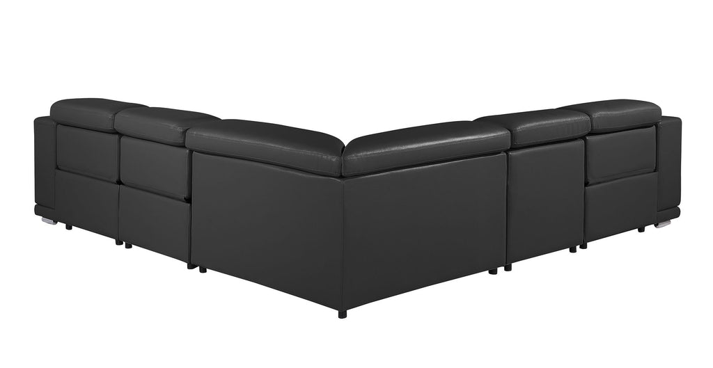 9762 Divanitalia 5-Piece L-Shaped Top Grain Italian Leather Sectional Sofa with 3 Power Recliners