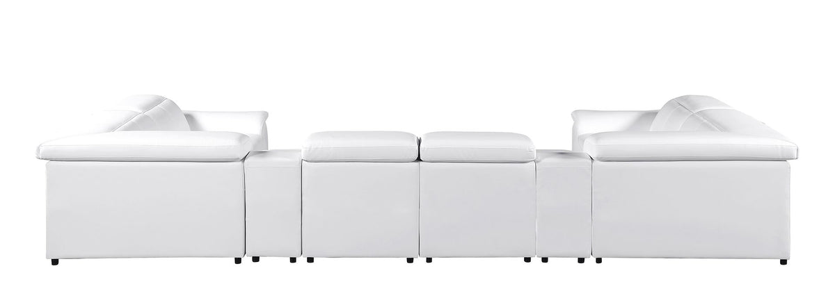 9762 Divanitalia 8-Piece U-Shaped Top Grain Italian Leather Sectional Sofa with 2 Power Recliners - White - SKU 9762-WHITE-8PC-2PWR-U-SECTIONAL-GROUP - view 6