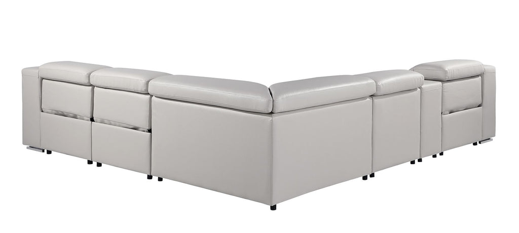 1116 Divanitalia 6-Piece L-Shaped Sectional Sofa in Top Grain Italian Leather with 3 Power Recliners & Power Headrests - Light Grey - SKU 1116-LT-GREY-6PC-3PWR-SECTIONAL- GROUP - view 5