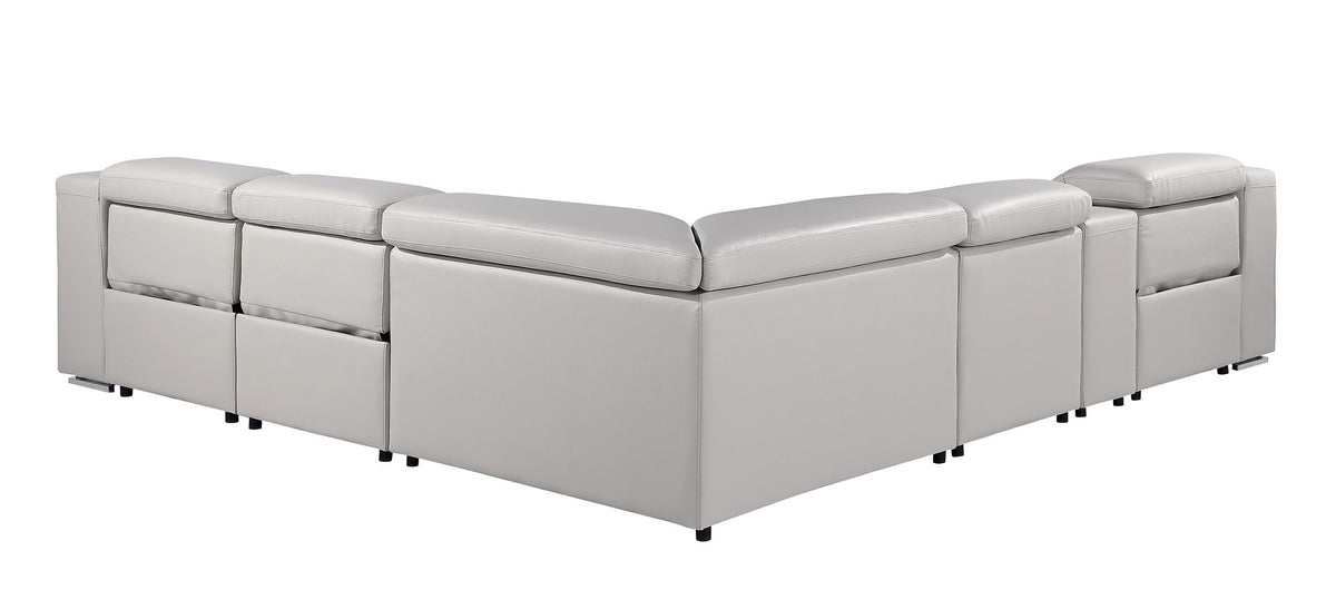 1116 Divanitalia 6-Piece L-Shaped Sectional Sofa in Top Grain Italian Leather with 3 Power Recliners & Power Headrests - Light Grey - SKU 1116-LT-GREY-6PC-3PWR-SECTIONAL- GROUP - view 5