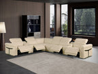 1126 Divanitalia 8-Piece L-Shaped Sectional Sofa in Top Grain Italian Leather with 4 Power Recliners & Power Headrests - Beige
