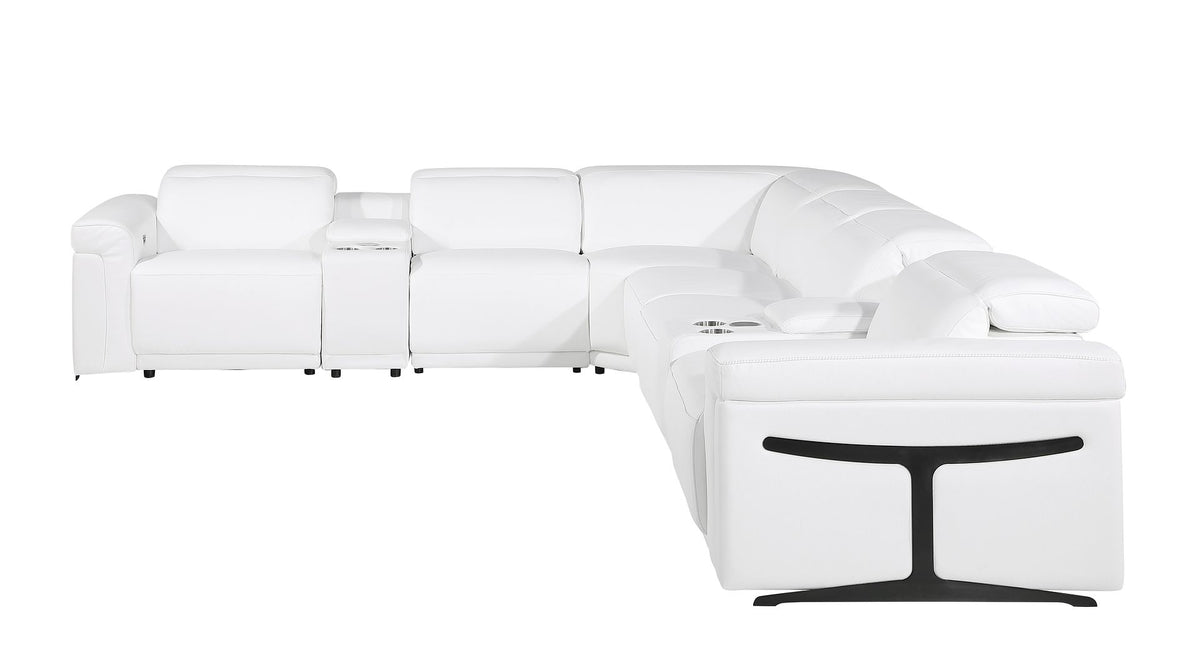 1126 Divanitalia 8-Piece L-Shaped Sectional Sofa in Top Grain Italian Leather with 3 Power Recliners & Power Headrests - White - SKU 1126-WHITE-SEC-8PC-3PWR-SECTIONAL-GROUP - view 5