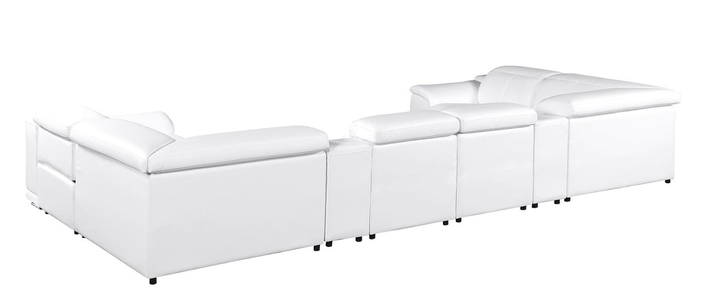 9762 Divanitalia 8-Piece U-Shaped Top Grain Italian Leather Sectional Sofa with 2 Power Recliners - White - SKU 9762-WHITE-8PC-2PWR-U-SECTIONAL-GROUP - view 7