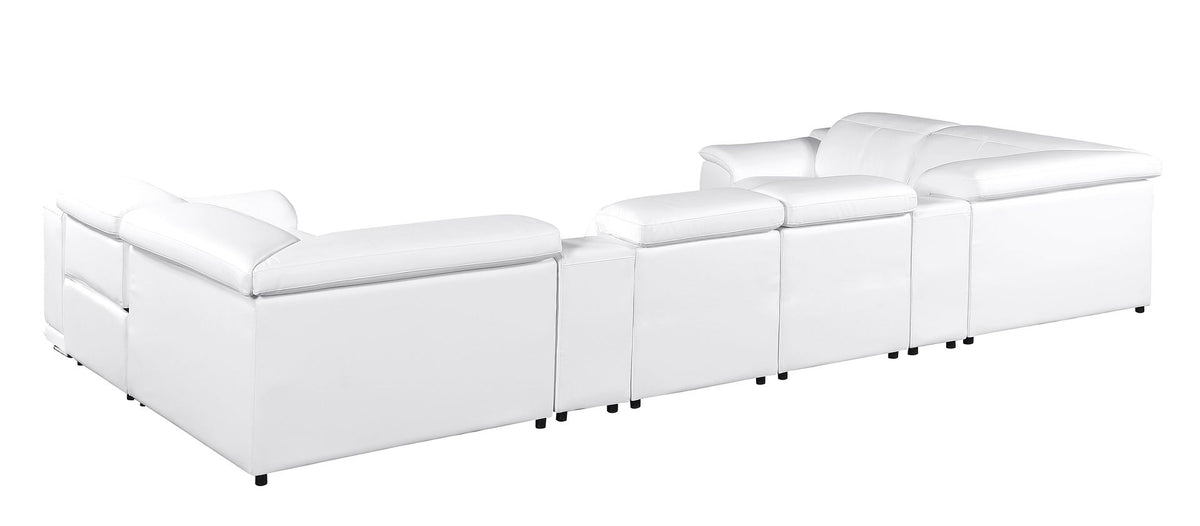 9762 Divanitalia 8-Piece U-Shaped Top Grain Italian Leather Sectional Sofa with 2 Power Recliners - White - SKU 9762-WHITE-8PC-2PWR-U-SECTIONAL-GROUP - view 7