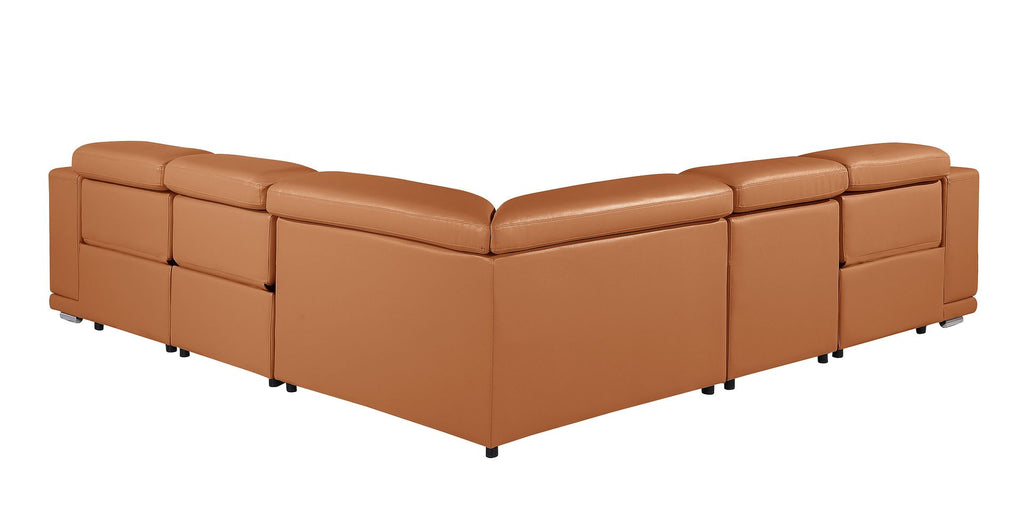 9762 Divanitalia 5-Piece L-Shaped Top Grain Italian Leather Sectional Sofa with 3 Power Recliners