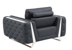 1050 Divanitalia 2-Piece Sofa Set in Top-grain Italian Leather - Dark Grey - SKU 1050-DK-GRAY-3PC - view 13
