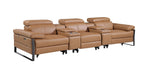 1246 Divanitalia Modular Power Triple Reclining Dual Console Sofa with Power Reclining Headrests - Top Grain Italian Leather - Cognac - SKU 1246-COGNAC-5.3-HT - view 4
