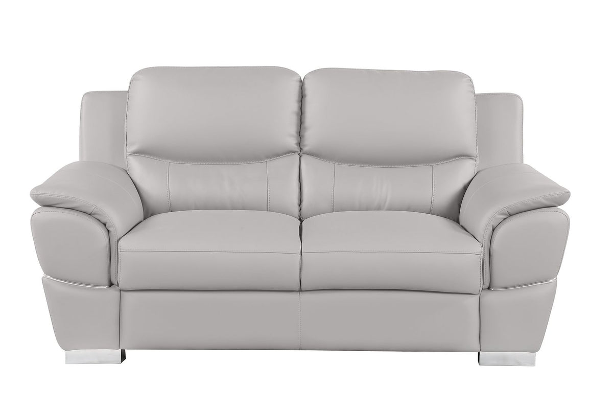 4572 Modern Genuine Leather Loveseat - Light Grey - SKU 4572-L-LT-GREY
